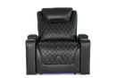 Valencia Oslo XL Leather Home Theater Seating Row of 4 Loveseat Center, Midnight Black