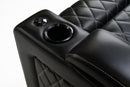 Valencia Oslo XL Console Leather Home Theater Seating Row of 3 Dropdown Center, Midnight Black