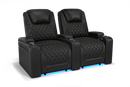 Valencia 2025 New Oslo Leather Home Theater Seating Row of 2, Midnight Black