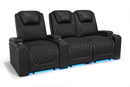 Valencia 2025 New Oslo Leather Home Theater Seating Row of 3 Loveseat Right, Midnight Black