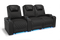 Valencia 2025 New Oslo Leather Home Theater Seating Row of 3 Loveseat Right, Midnight Black