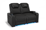 Valencia 2025 New Oslo Leather Home Theater Seating Row of 2 Loveseat, Midnight Black