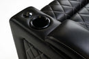Valencia Oslo XL Console Leather Home Theater Seating Heavy Duty Row of 3 Dropdown Center, Midnight Black