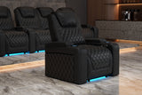 Valencia 2025 New Oslo Leather Home Theater Seating Row of 3 Loveseat Left, Midnight Black
