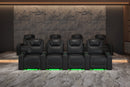 Valencia 2025 New Oslo Leather Home Theater Seating Row of 4 Loveseat Right, Midnight Black