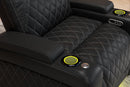Valencia 2025 New Oslo Leather Home Theater Seating Row of 4 Loveseat Right, Midnight Black