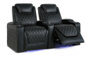 Valencia Oslo Leather Home Theater Seating Row of 2, Midnight Black