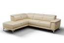 Valencia Pista Modern Top Grain Leather Reclining Sectional Sofa with Left-Hand Facing Chaise, Beige