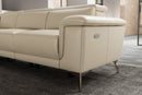 Valencia Pista Modern Top Grain Leather Reclining Sectional Sofa with Left-Hand Facing Chaise, Beige