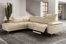 Valencia Pista Modern Top Grain Leather Reclining Sectional Sofa with Left-Hand Facing Chaise, Beige