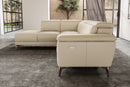Valencia Pista Modern Top Grain Leather Reclining Sectional Sofa with Left-Hand Facing Chaise, Beige
