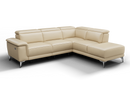 Valencia Pista Modern Top Grain Leather Reclining Sectional Sofa with Right-Hand Facing Chaise, Beige
