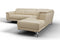 Valencia Pista Modern Top Grain Leather Reclining Sectional Sofa with Right-Hand Facing Chaise, Beige