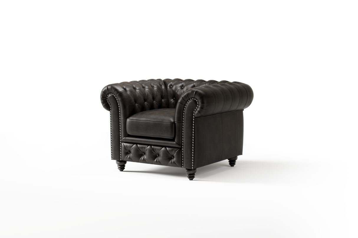 Parma Leather Chesterfield Accent Chair