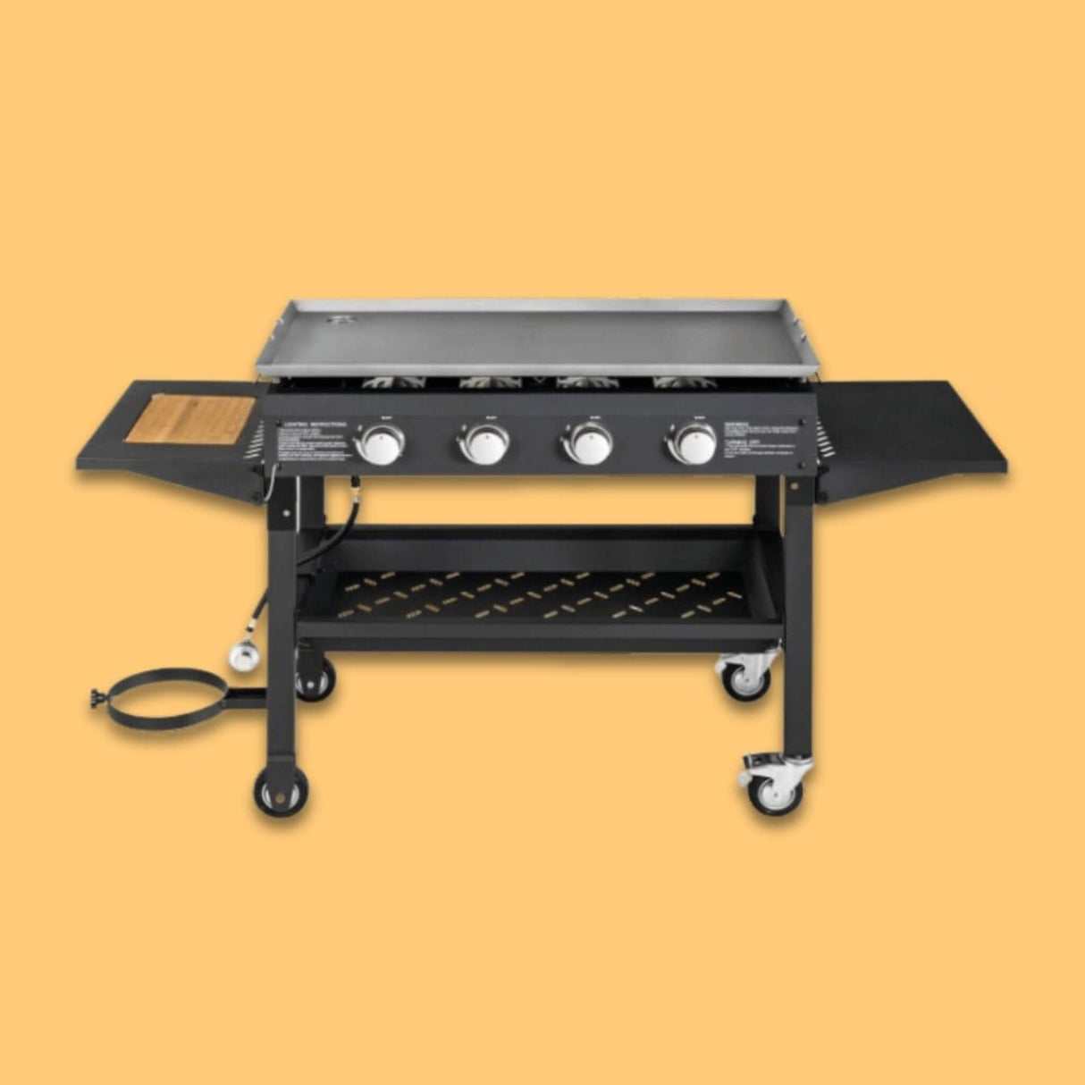 Portable Outdoor 4 Burner Propane Flat Top Gas Grill W/ Wheels, 60K BTU (SAK66104)