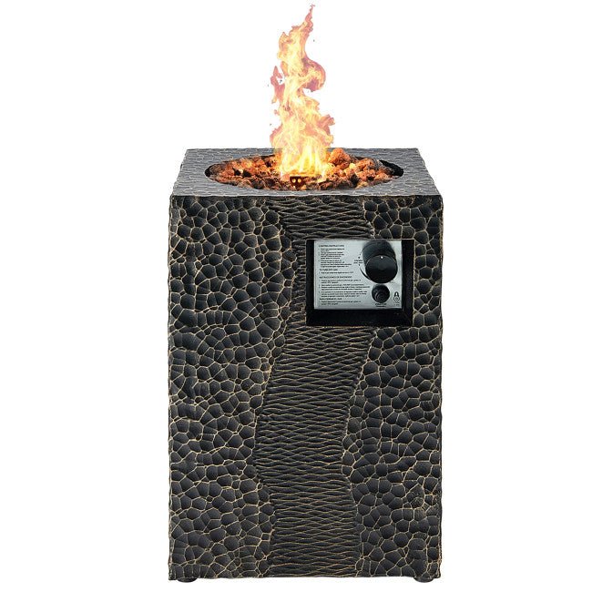Premium 16FT Square Outdoor Propane Fire Pit W/ Lava Rocks Waterproof Cover, 30,000 BTU (93195268)