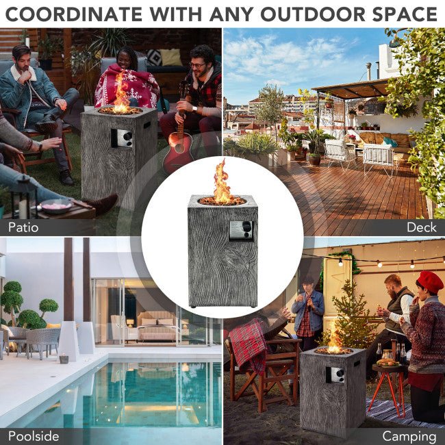 Premium 16FT Square Outdoor Propane Fire Pit W/ Lava Rocks Waterproof Cover, 30,000 BTU (93195268)