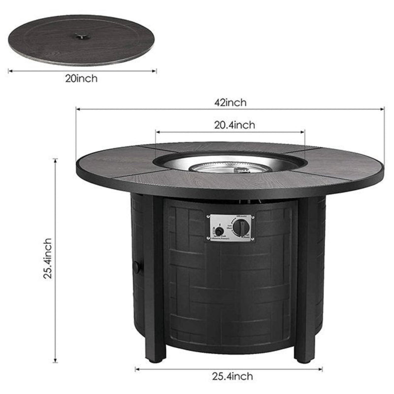 Premium 42" Outdoor Propane Patio Gas Fire Pit Coffee Table W/ Cover, 50K BTU (SAK95331)