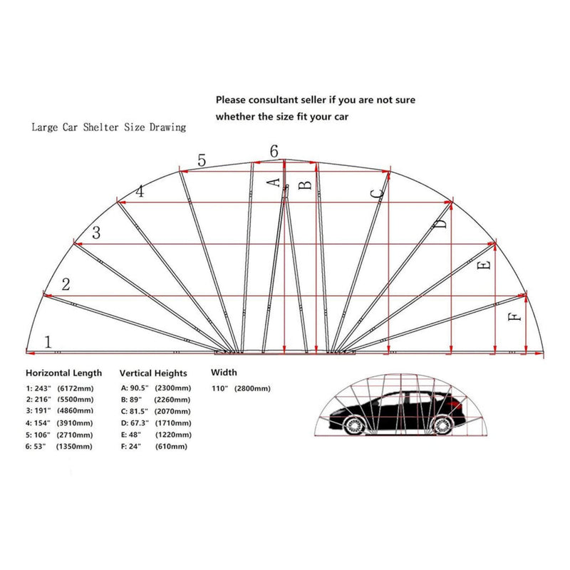 [09x20FT] Premium All-Weather Retractable Steel Frame Carport Canopy For Cars & SUVs (SAK41385)