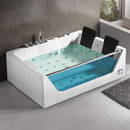 ‎Premium Freestanding Rectangular Hydromassage Soaking Spa Bathtub, 71" (SAK28534)
