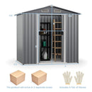 [06X04FT] Premium Garden Galvanized Steel Storage Shed W/ Lockable Sliding Doors (SAK75842)