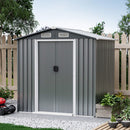 [06X04FT] Premium Garden Galvanized Steel Storage Shed W/ Lockable Sliding Doors (SAK75842)
