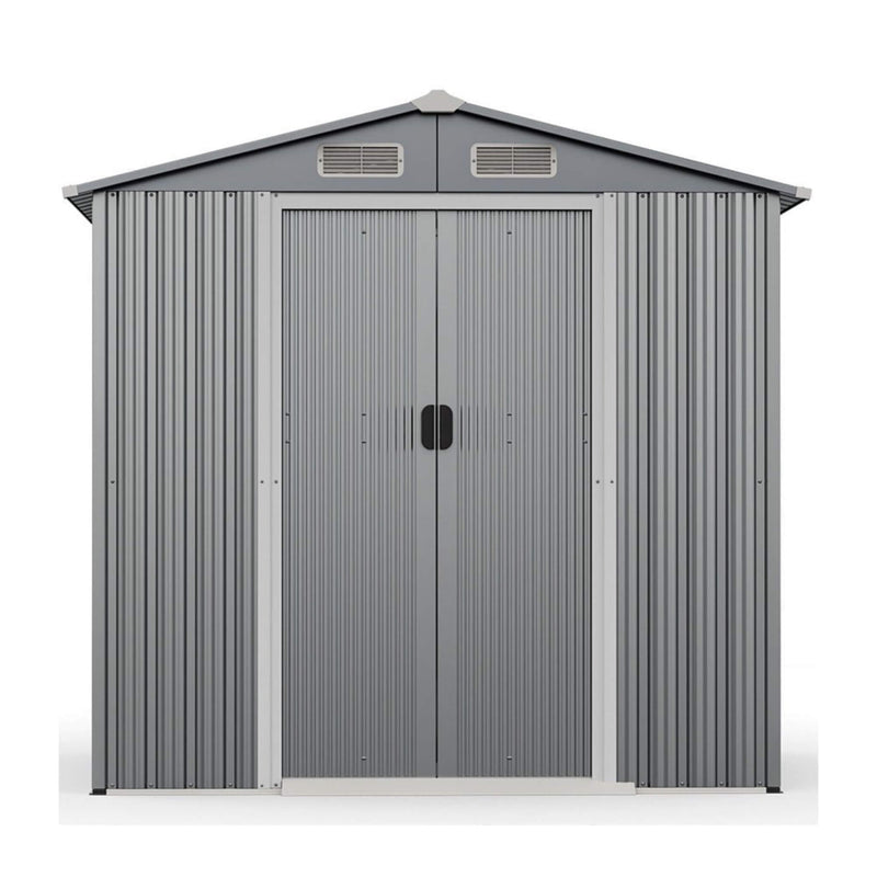 [06X04FT] Premium Garden Galvanized Steel Storage Shed W/ Lockable Sliding Doors (SAK75842)