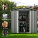 [06X04FT] Premium Garden Galvanized Steel Storage Shed W/ Lockable Sliding Doors (SAK75842)