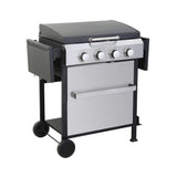 Premium Outdoor 4-Burner Propane BBQ Grill With Foldable Side Tables, Hanging Basket, And Cooking Grids (SAK53213)