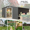 Premium Outdoor Galvanized Steel Backyard Storage Shed W/ Dual Lockable Sliding Doors, 11x13' (95382641)