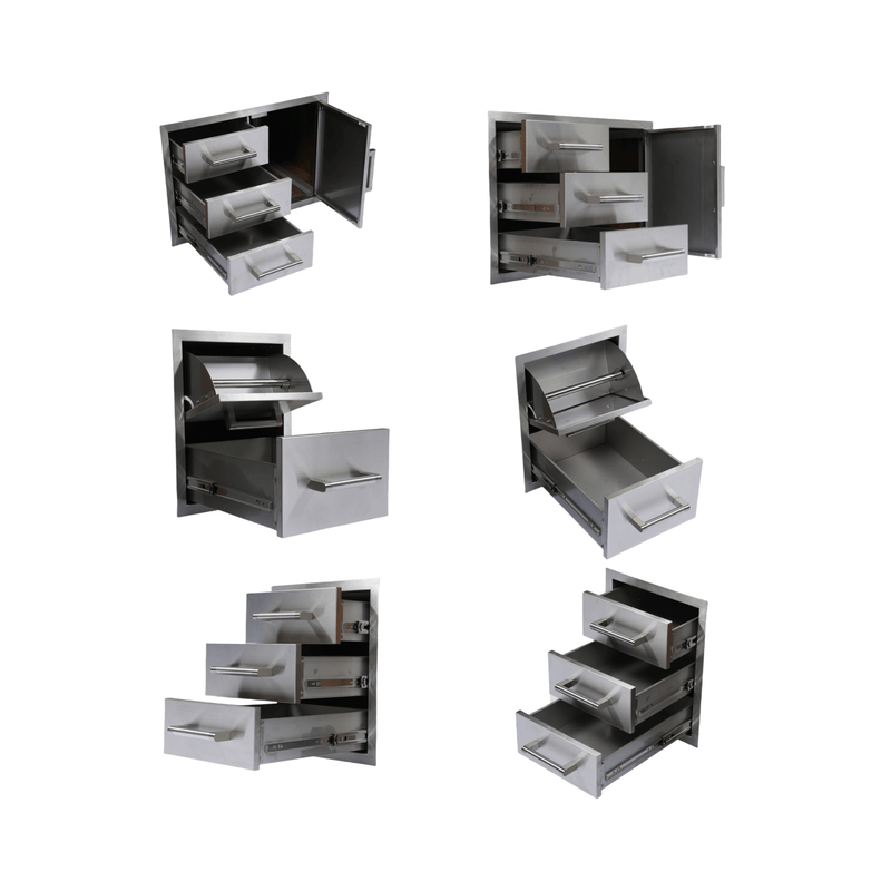 Premium Outdoor Kitchen With 32 Inch 60000 BTU Built-In Stainless Steel LPG Gas Grill, Door And Drawer Combo And Stainless Steel Ice Box (SAK98661)