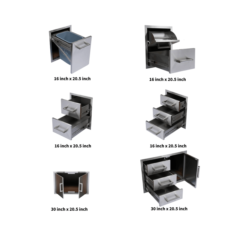Premium Outdoor Kitchen With 32 Inch 60000 BTU Built-In Stainless Steel LPG Gas Grill, Door And Drawer Combo And Stainless Steel Ice Box (SAK98661)