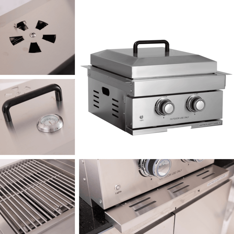 Premium Outdoor Kitchen With 32 Inch 60000 BTU Built-In Stainless Steel LPG Gas Grill, Door And Drawer Combo And Stainless Steel Ice Box (SAK98661)