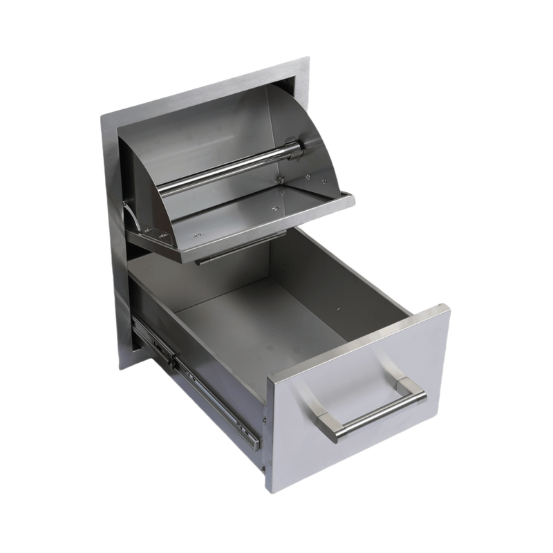 Premium Outdoor Kitchen With 32 Inch 60000 BTU Built-In Stainless Steel LPG Gas Grill, Door And Drawer Combo And Stainless Steel Ice Box (SAK98661)