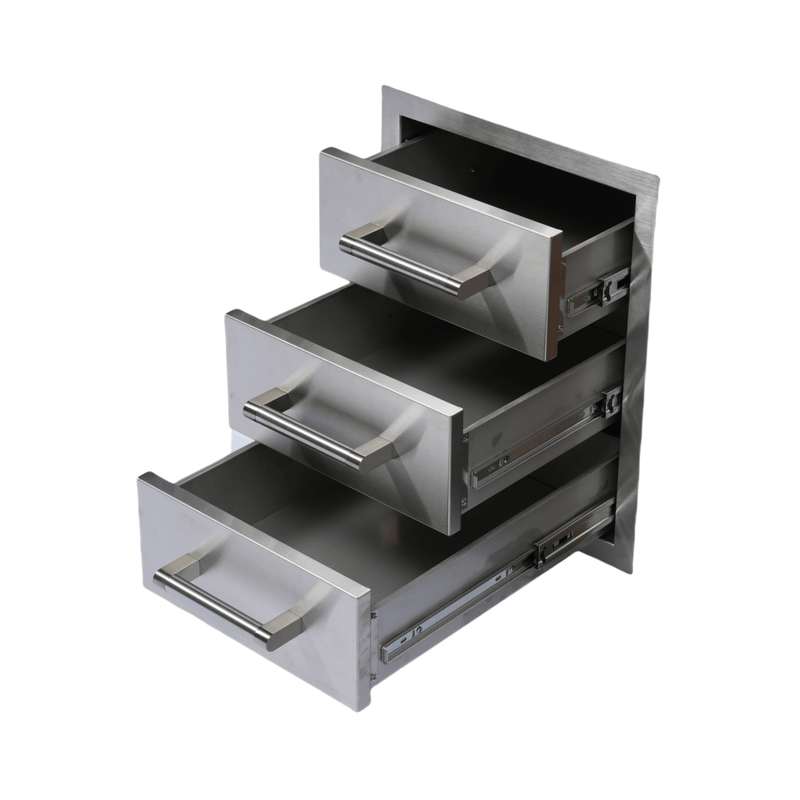 Premium Outdoor Kitchen With 32 Inch 60000 BTU Built-In Stainless Steel LPG Gas Grill, Door And Drawer Combo And Stainless Steel Ice Box (SAK98661)