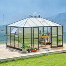 [10x14FT] Premium Outdoor Polycarbonate Greenhouse With Aluminum Frame And Double Swing Doors (93841752)