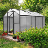 [06X12FT] Premium Polycarbonate Gray Walk-In Greenhouse Kit With Adjustable Vent And Lockable Door (SAK35264)