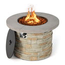 Premium Round Outdoor Propane Patio Gas Fire Pit Table W/ Lava Rock & Cover, 36" (SAK24173)