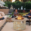 Premium Round Outdoor Propane Patio Gas Fire Pit Table W/ Lava Rock & Cover, 36" (SAK24173)