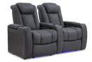 Valencia Tuscany Leather Home Theater Seating Row of 2, Charcoal Grey