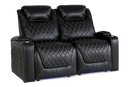 Valencia Oslo XL Leather Home Theater Seating Row of 2 Loveseat, Midnight Black