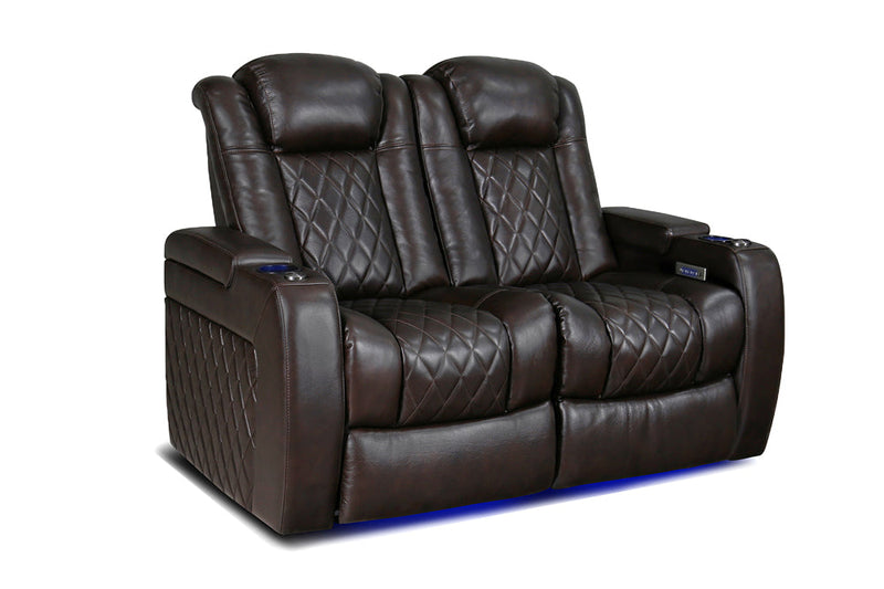 Valencia 2025 New Tuscany Leather Home Theater Seating Row of 2 Loveseat, Dark Chocolate