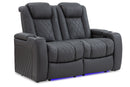 Valencia Tuscany Leather Home Theater Seating Row of 2 Loveseat, Charcoal Grey