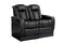 Valencia Tuscany Leather Home Theater Seating with Risers Row of 2 Loveseat, Midnight Black