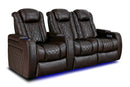 Valencia 2025 New Tuscany Leather Home Theater Seating Row of 3 Loveseat Right, Dark Chocolate