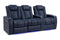 Valencia Tuscany Leather Home Theater Seating Row of 3 Loveseat Left, Navy Blue