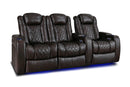 Valencia 2025 New Tuscany Leather Home Theater Seating Row of 3 Loveseat Left, Dark Chocolate