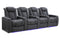 Valencia Tuscany Leather Home Theater Seating Row of 4, Charcoal Grey