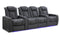 Valencia Tuscany Leather Home Theater Seating Row of 4 Loveseat Center, Charcoal Grey