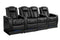 Valencia Tuscany Leather Home Theater Seating with Risers Row of 4 Loveseat Center, Midnight Black